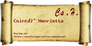 Csintó Henrietta névjegykártya